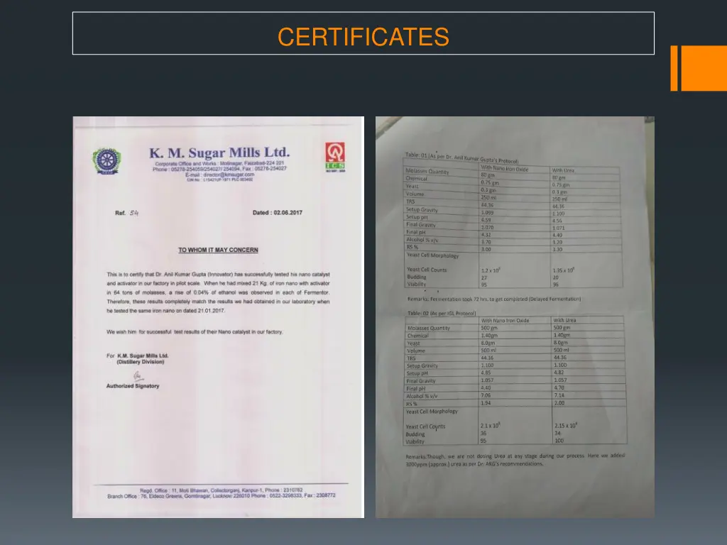certificates