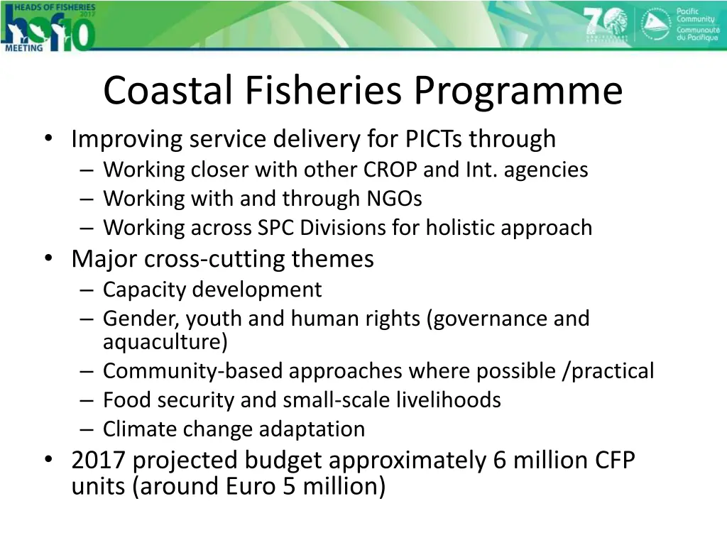 coastal fisheries programme improving service