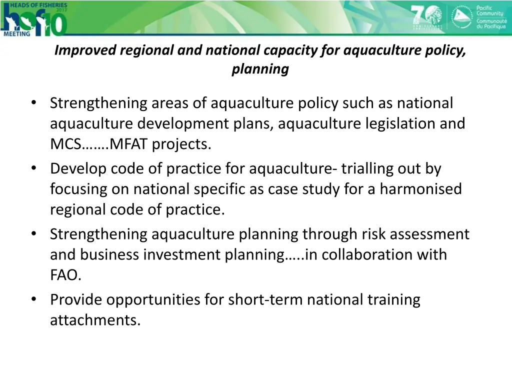improved regional and national capacity