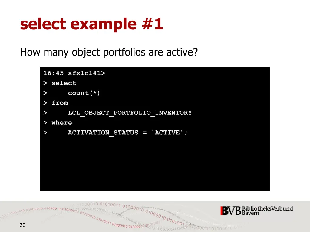 select example 1