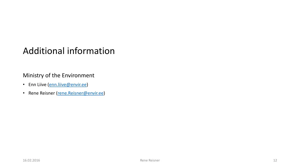 additional information