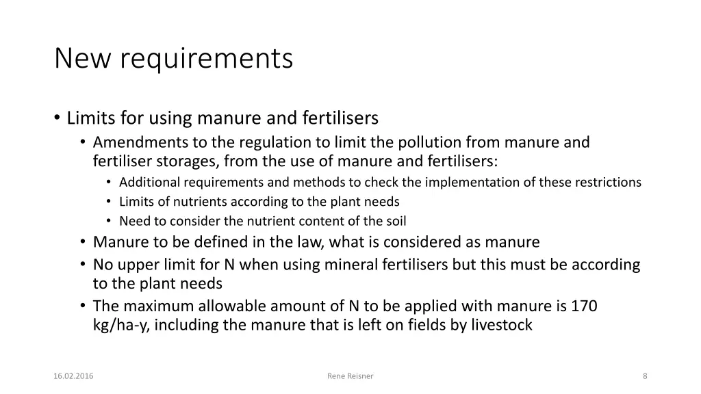 new requirements