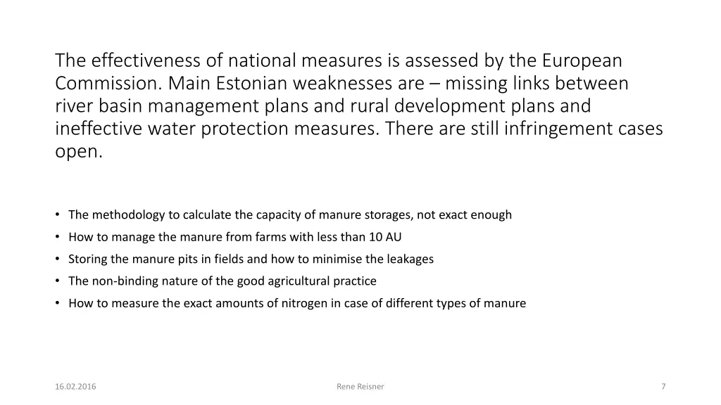 the effectiveness of national measures