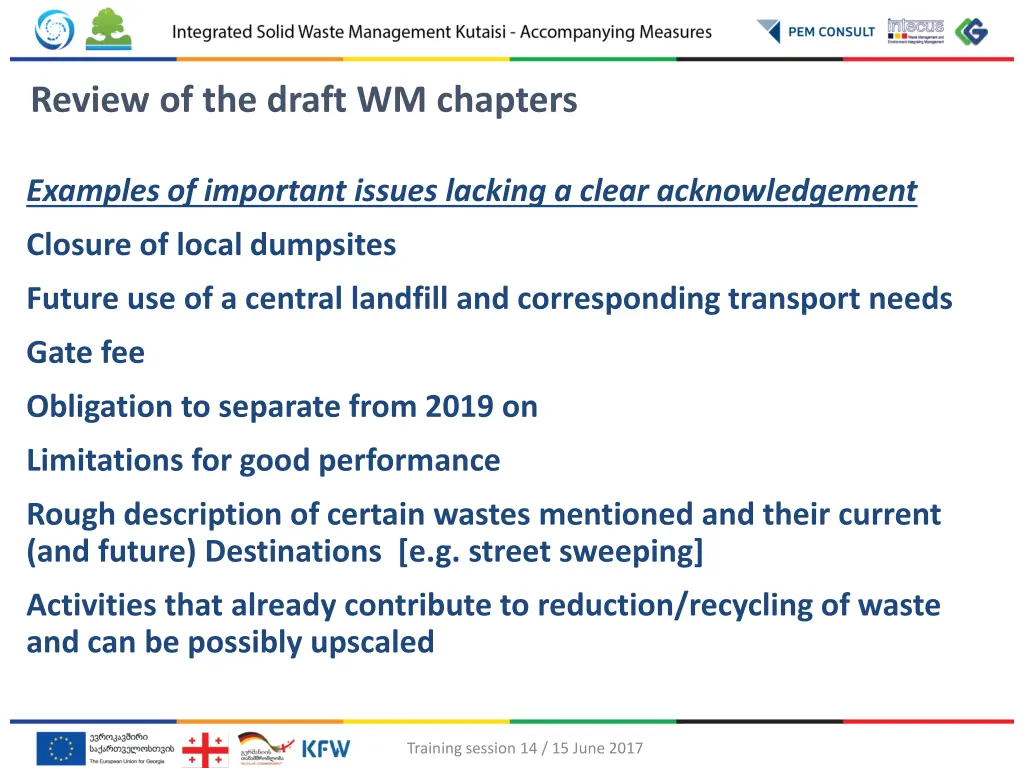 review of the draft wm chapters 2