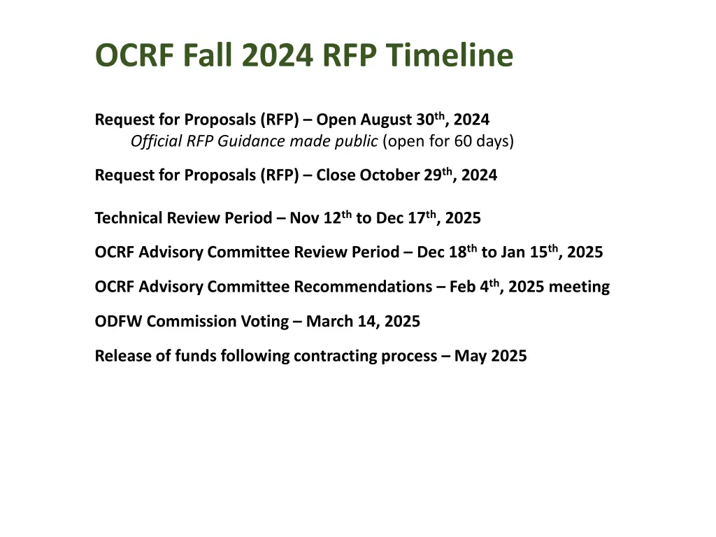 ocrf fall 2024 rfp timeline