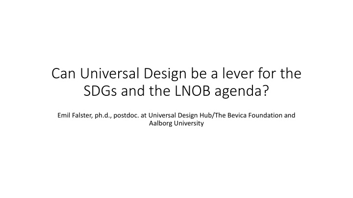 can universal design be a lever for the sdgs