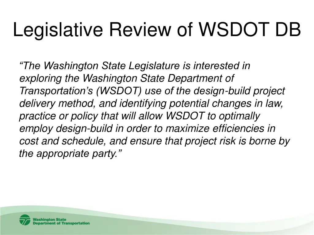 legislative review of wsdot db