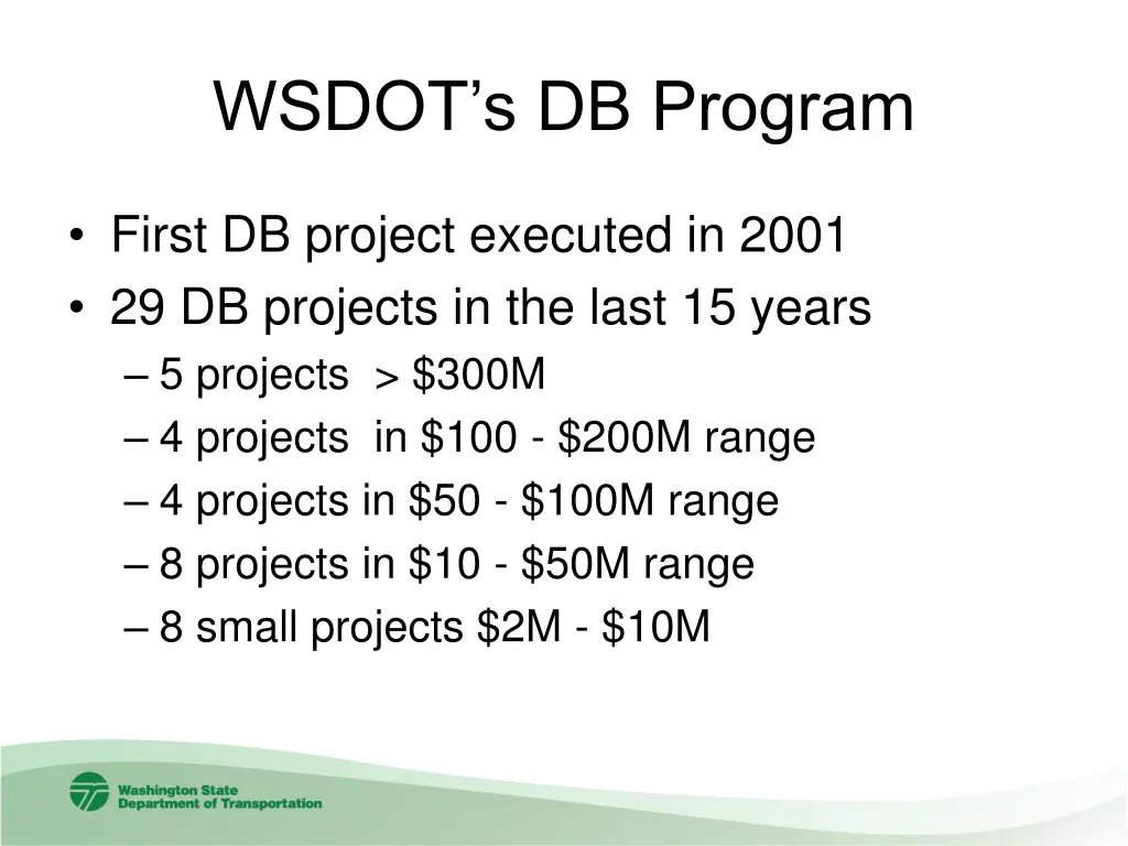 wsdot s db program 1