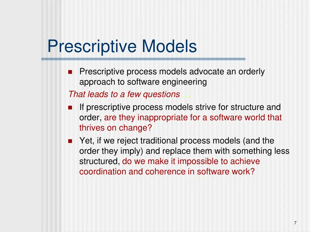 prescriptive models