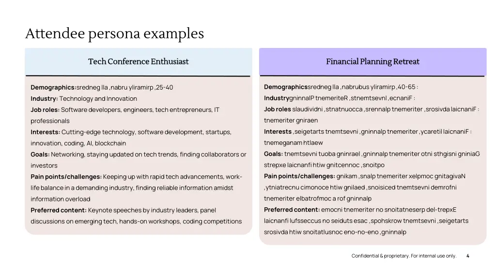 attendee persona examples
