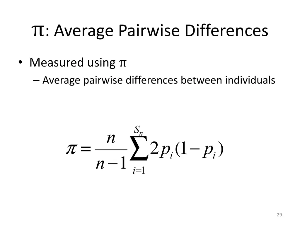 average pairwise differences 1