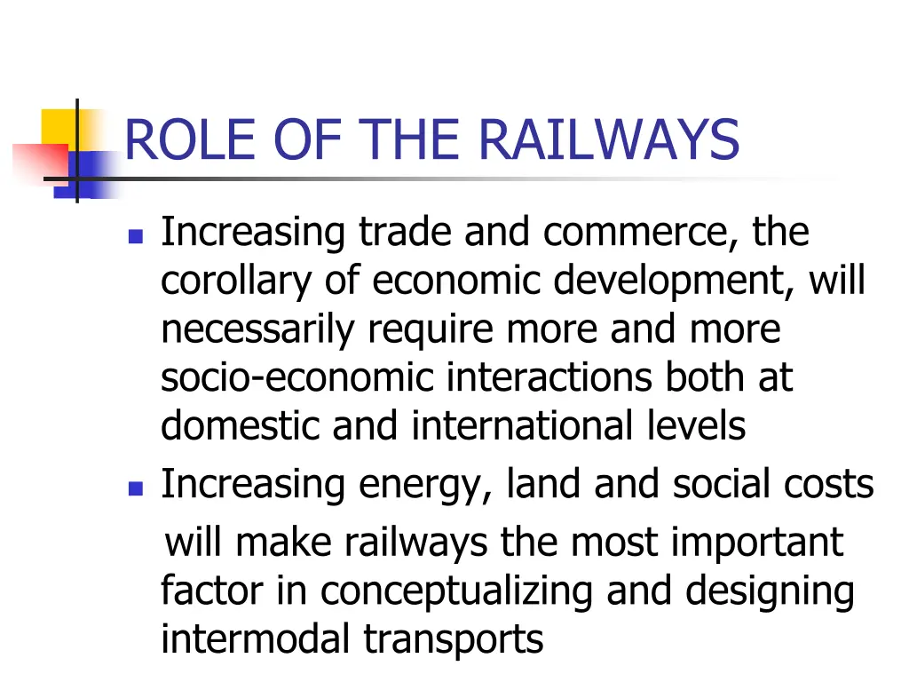 role of the railways