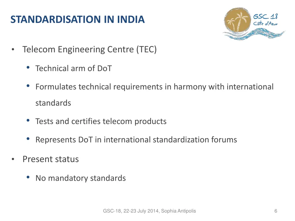 standardisation in india
