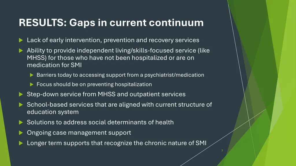 results gaps in current continuum