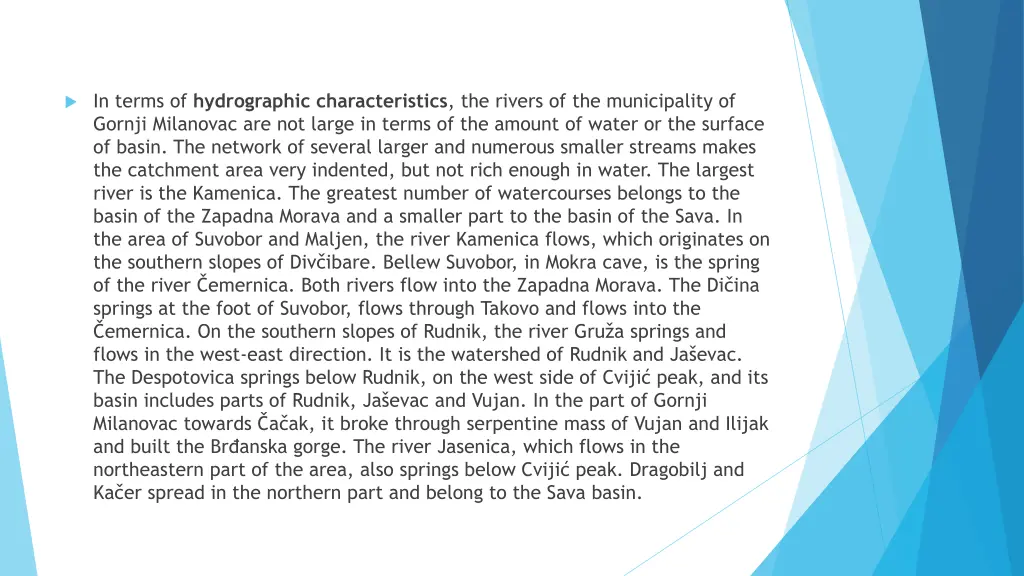 in terms of hydrographic characteristics