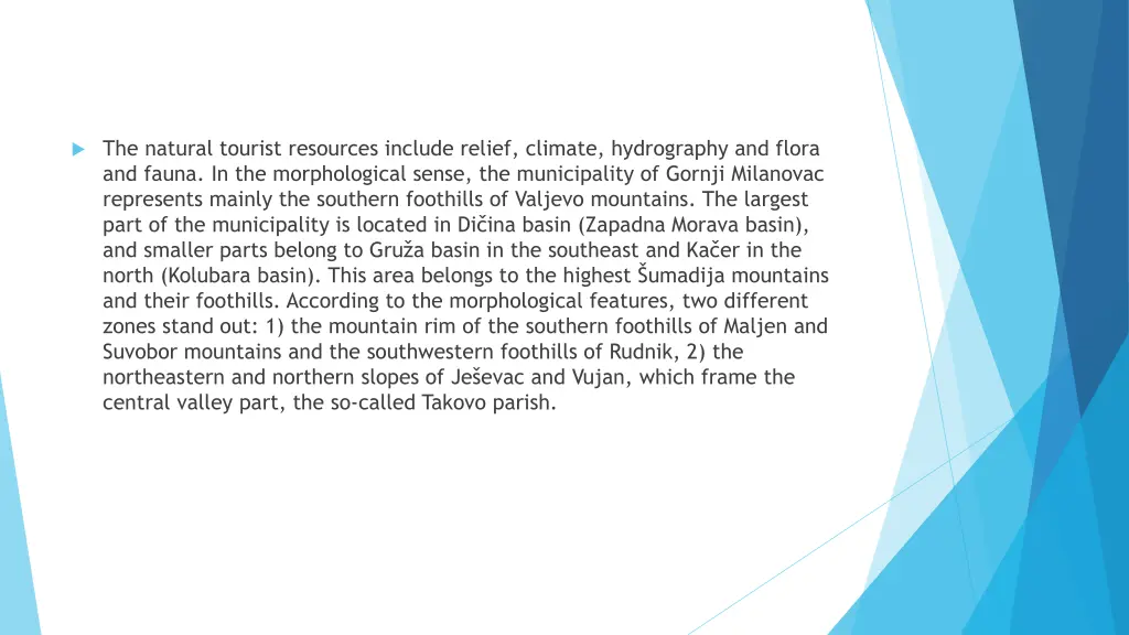 the natural tourist resources include relief
