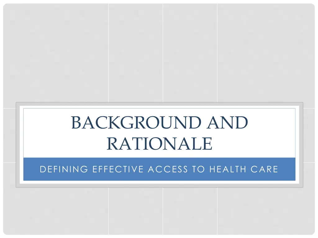 background and rationale