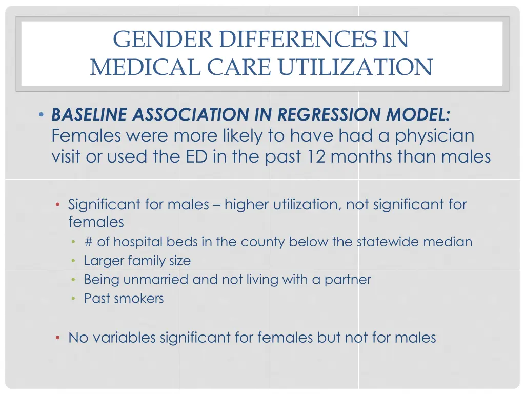 gender differences in medical care utilization