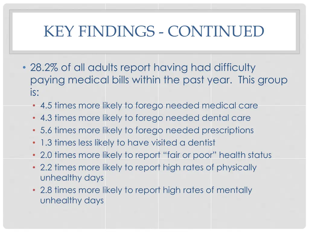 key findings continued