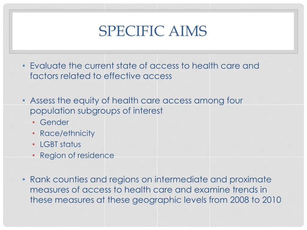 specific aims