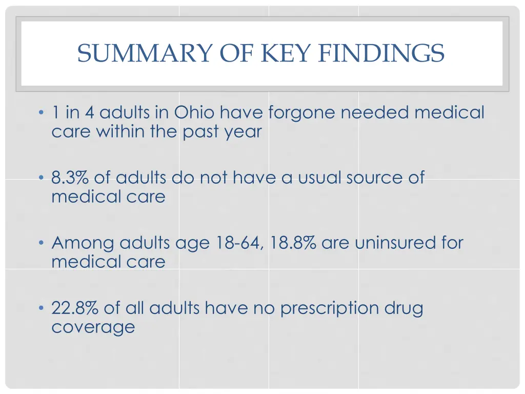 summary of key findings