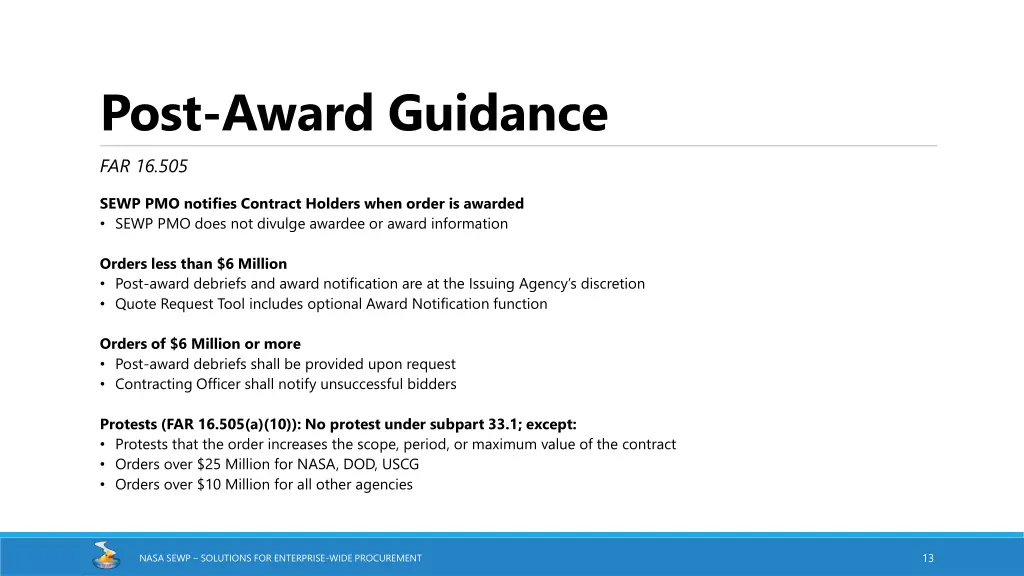 post award guidance