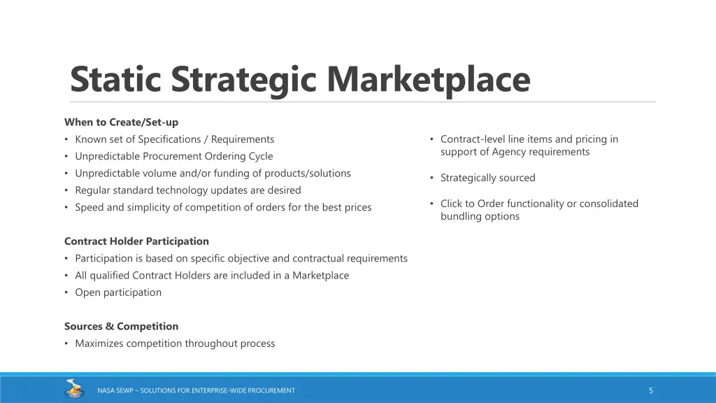 static strategic marketplace