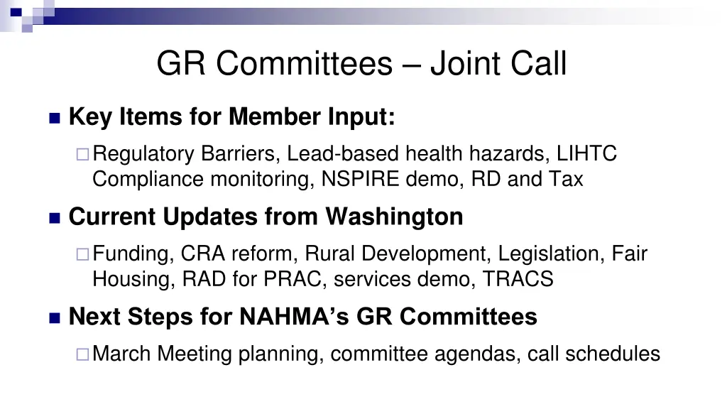 gr committees joint call