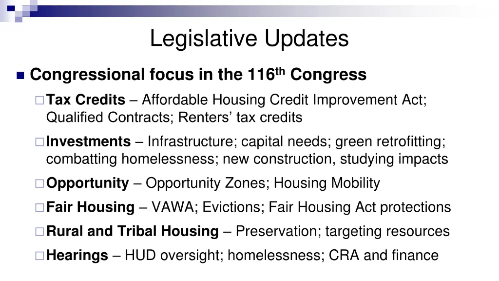 legislative updates