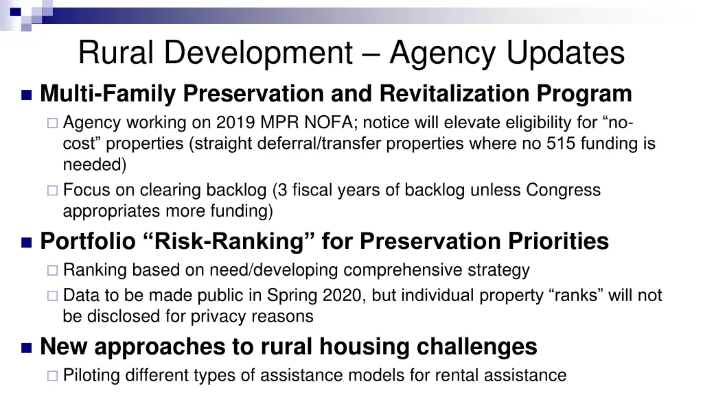 rural development agency updates