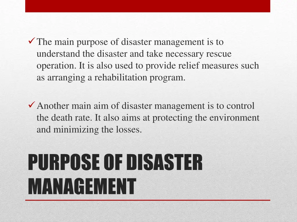 the main purpose of disaster management