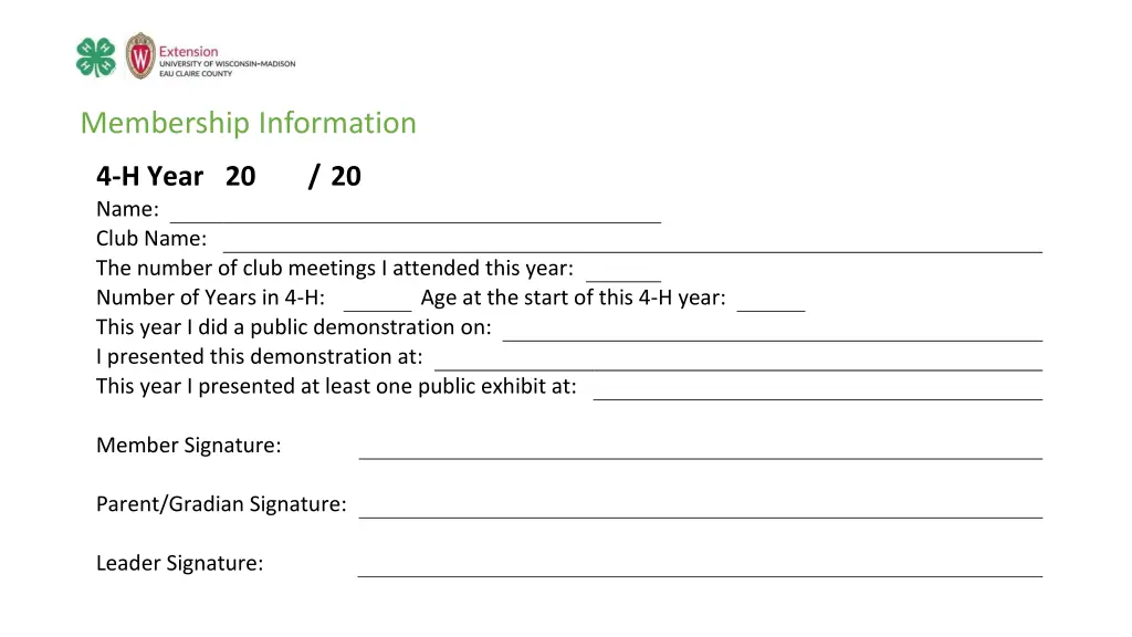 membership information