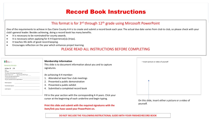 record book instructions