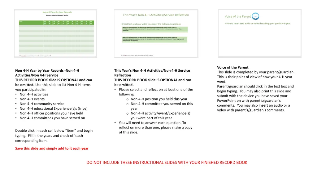voice of the parent this slide is completed
