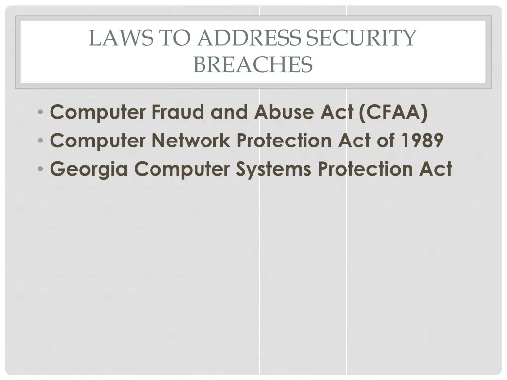 laws to address security breaches