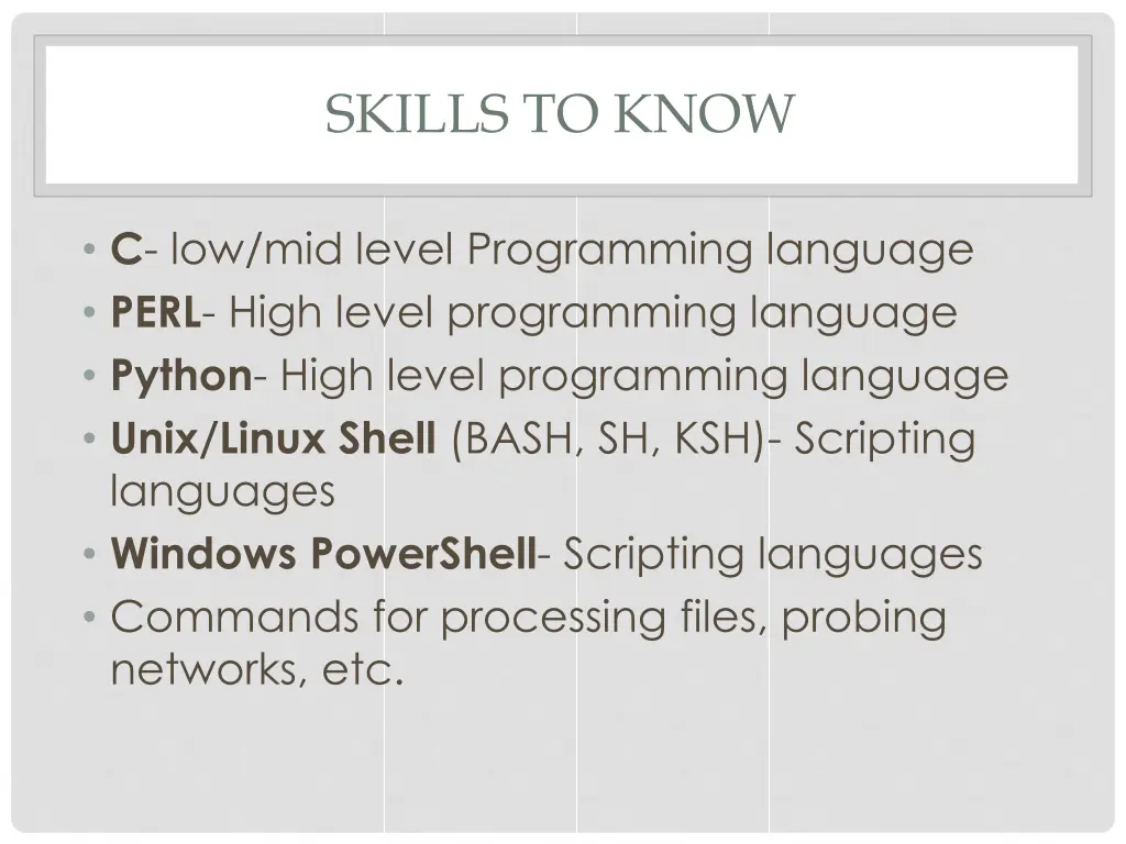 skills to know