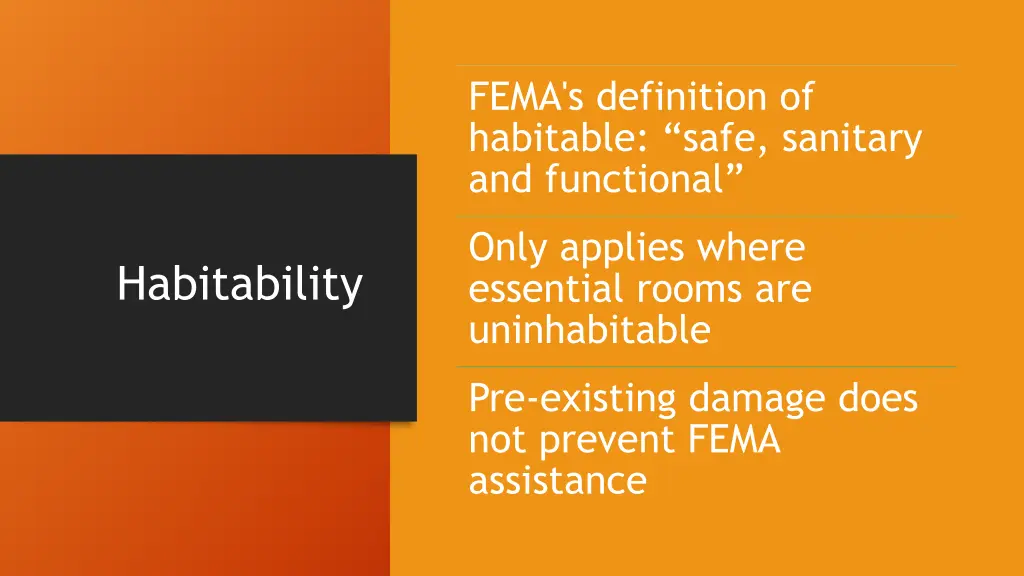 fema s definition of habitable safe sanitary