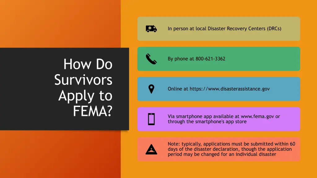 in person at local disaster recovery centers drcs