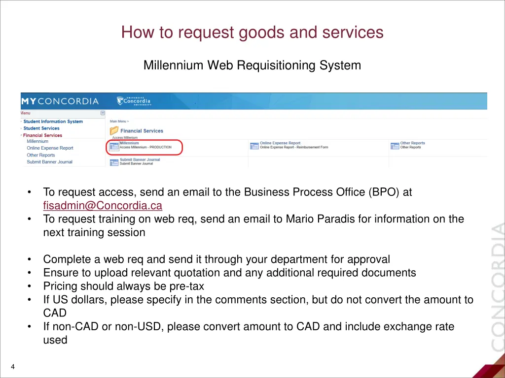 how to request goods and services