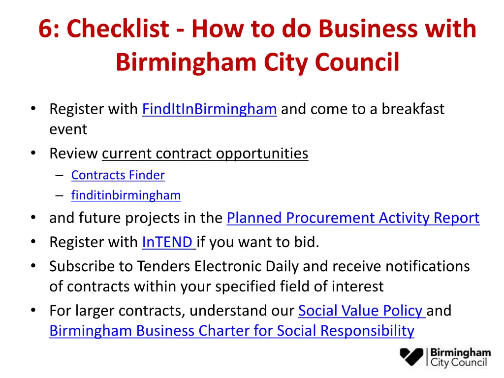 6 checklist how to do business with birmingham