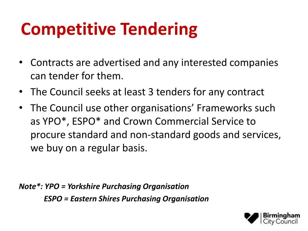 competitive tendering