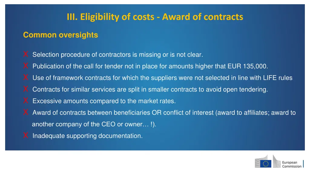 iii eligibility of costs award of contracts 1