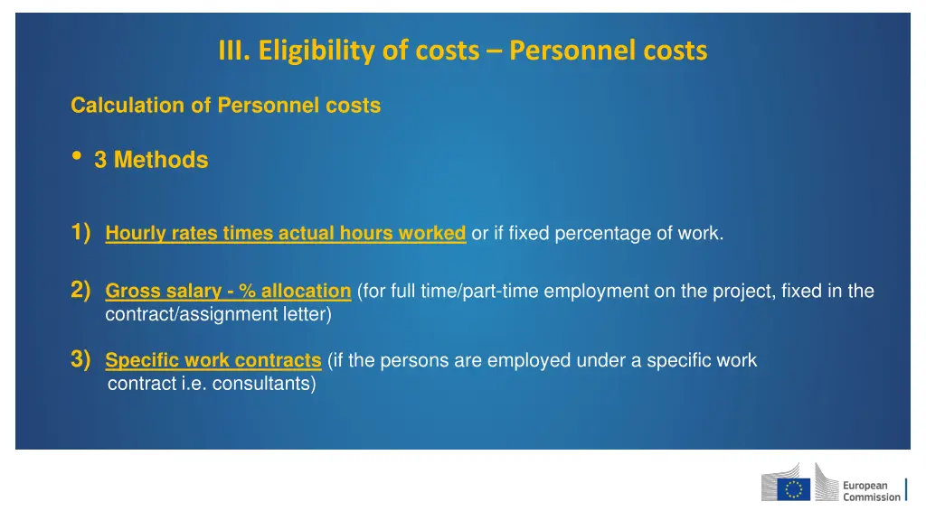 iii eligibility of costs personnel costs 2