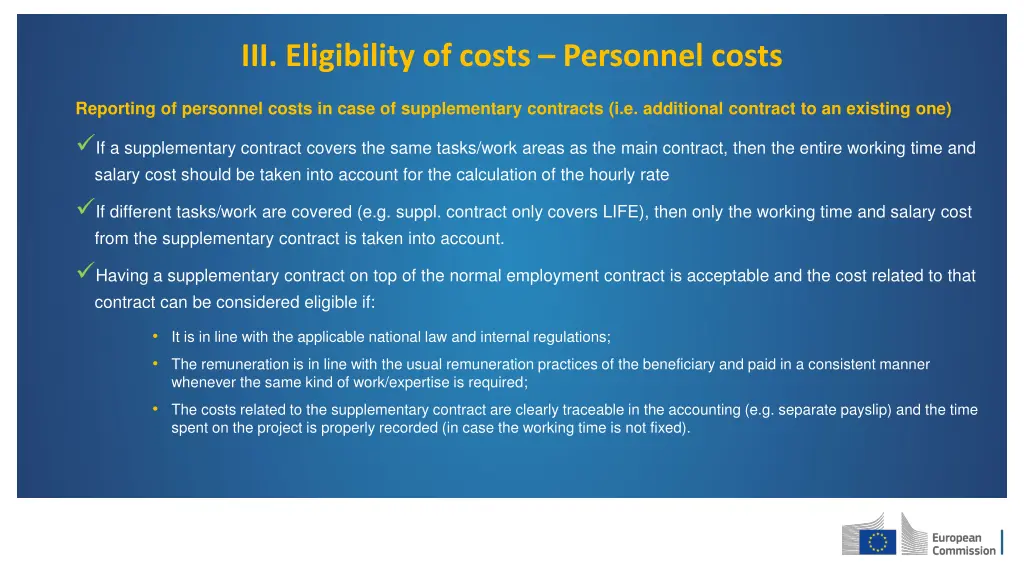 iii eligibility of costs personnel costs 7