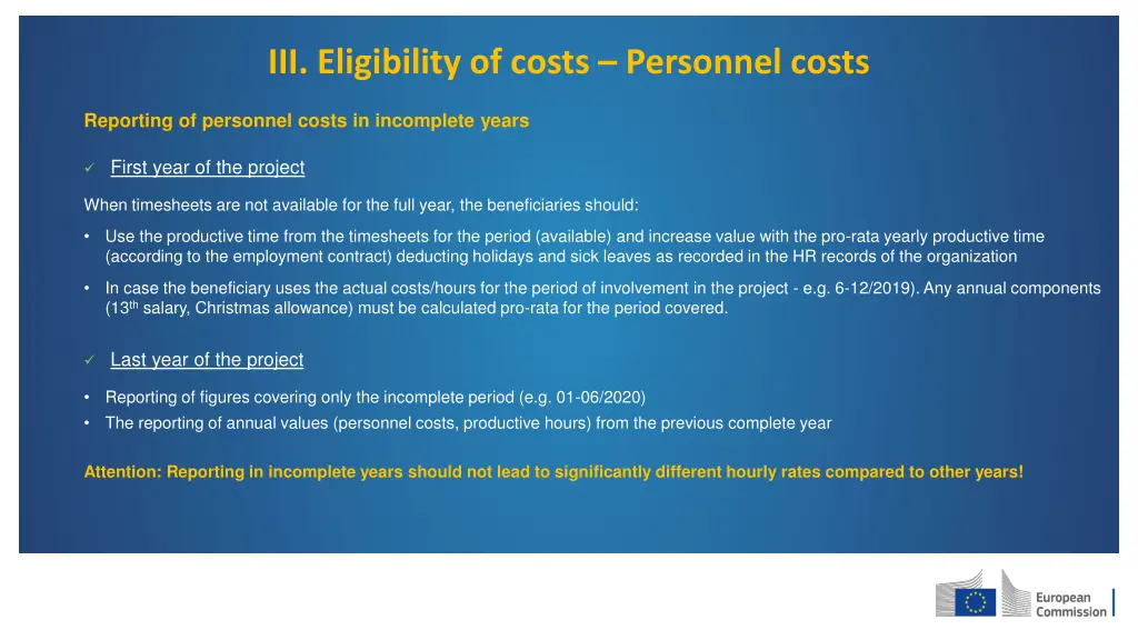 iii eligibility of costs personnel costs 8