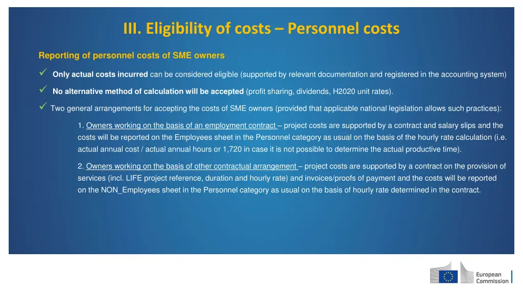 iii eligibility of costs personnel costs 9