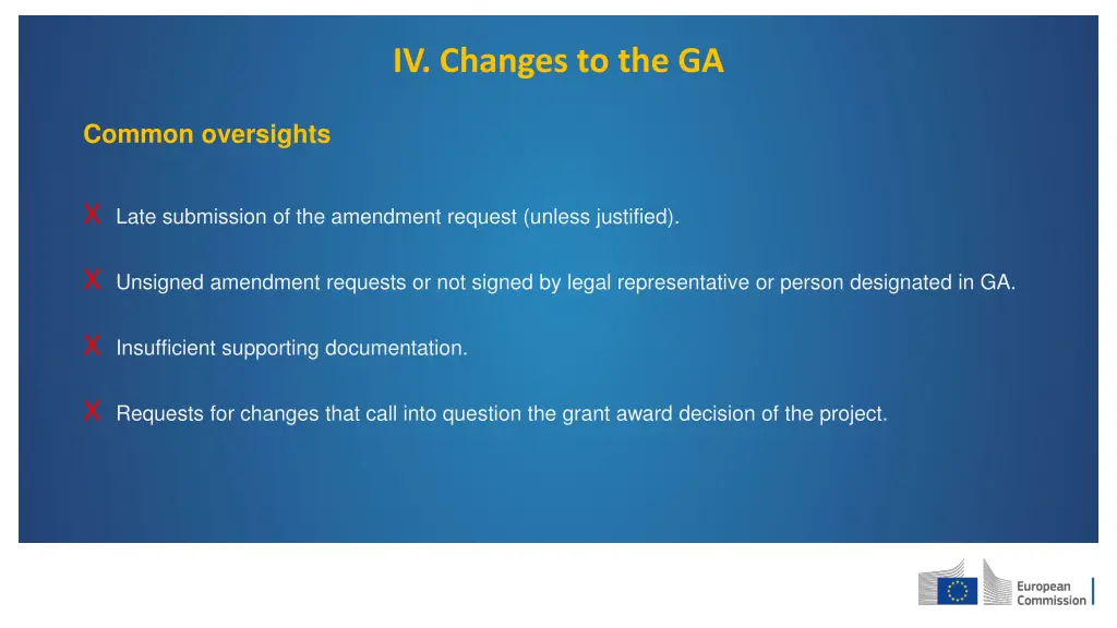 iv changes to the ga 2
