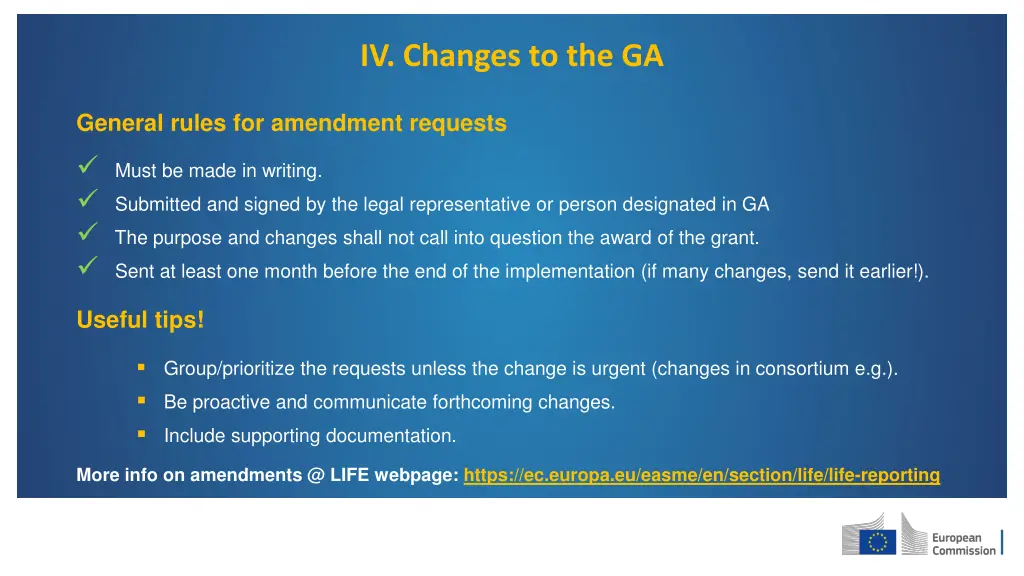 iv changes to the ga