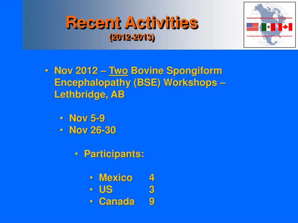 recent activities 2012 2013