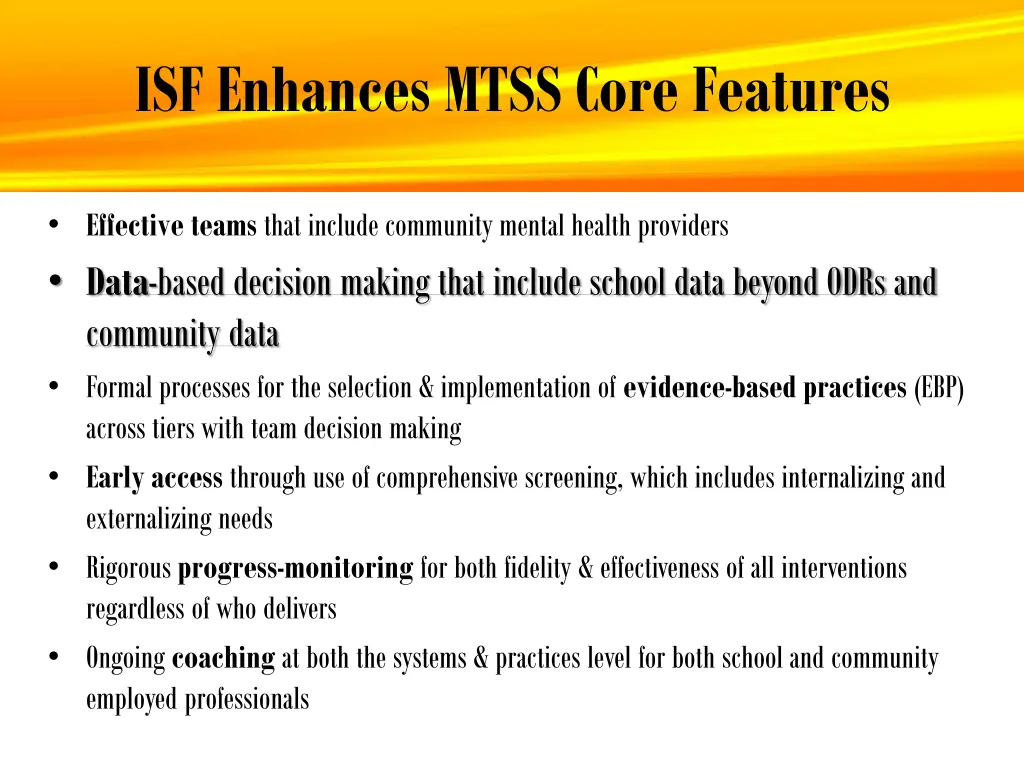isf enhances mtss core features